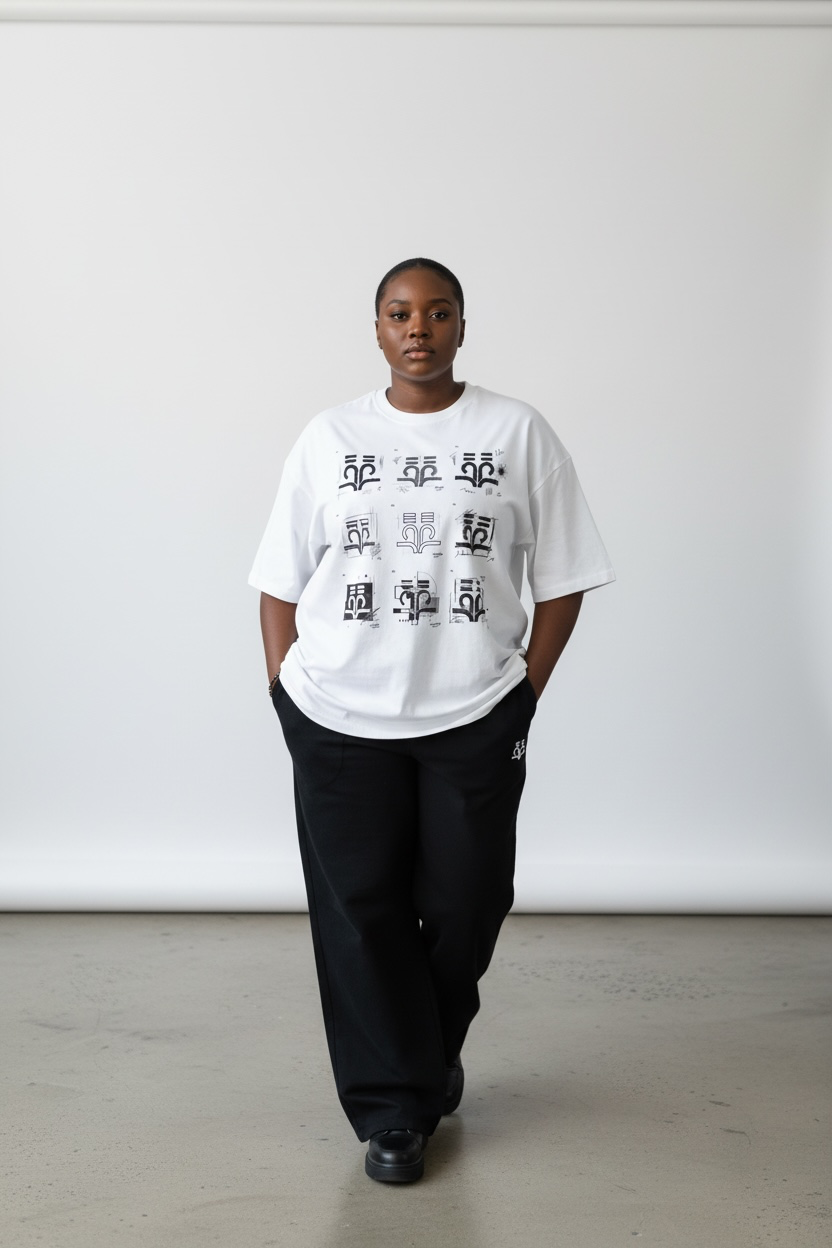 LIFSTYL SIGNATURE GRID OVERSIZED TEE