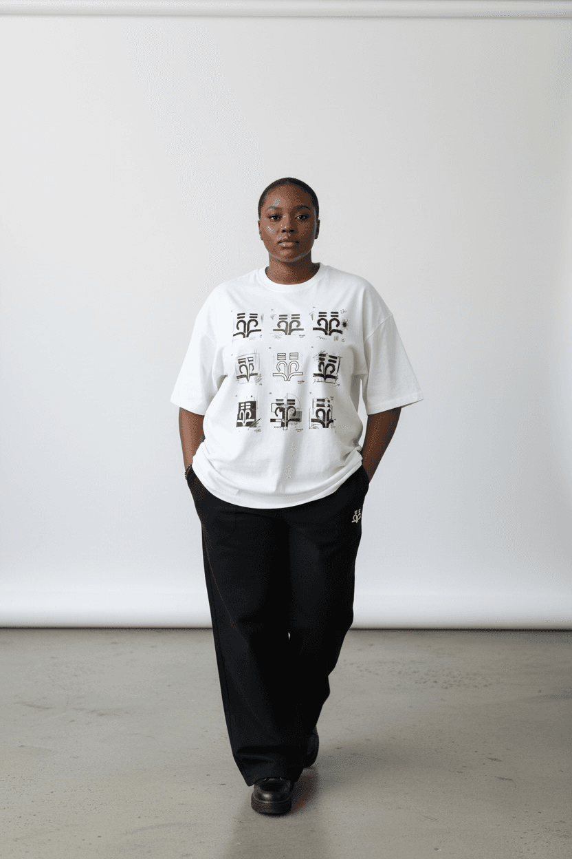LIFSTYL SIGNATURE GRID OVERSIZED TEE